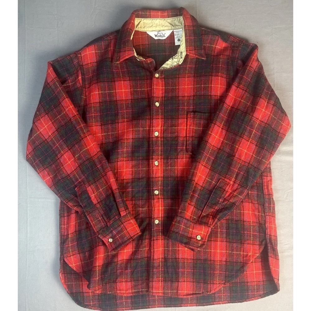 Vintage Woolrich Shirt Mens XLarge Wool Blend Plaid Flannel Long Sleeve